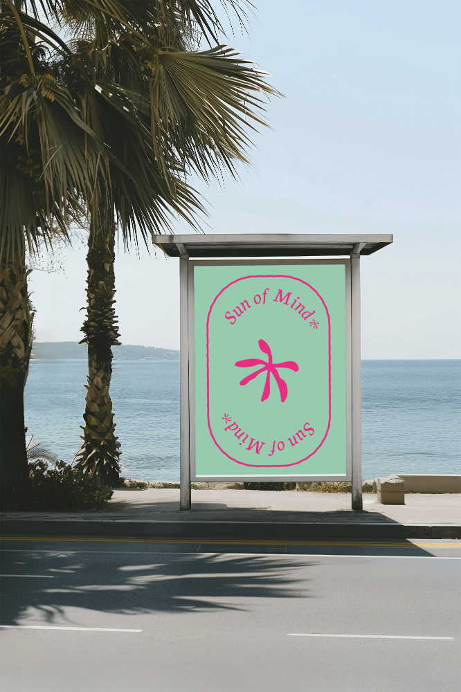 Bus shelter at the beach mockup (1)