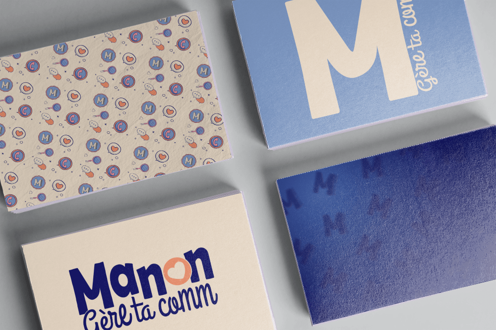 Arrangement of pattern visiting card mock-up