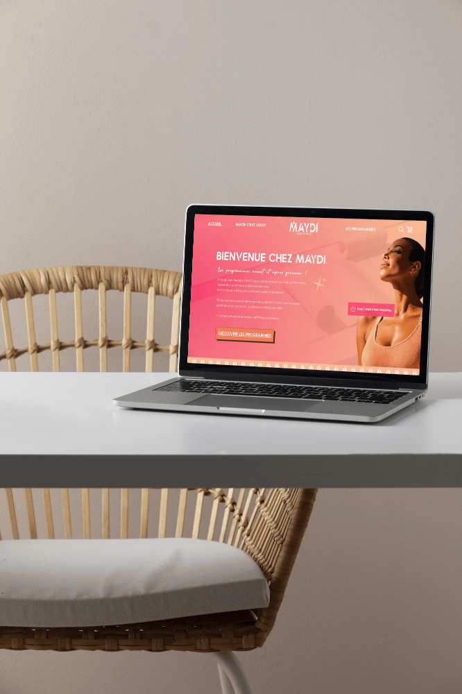 Laptop mock-up with wooden furniture scene (1)